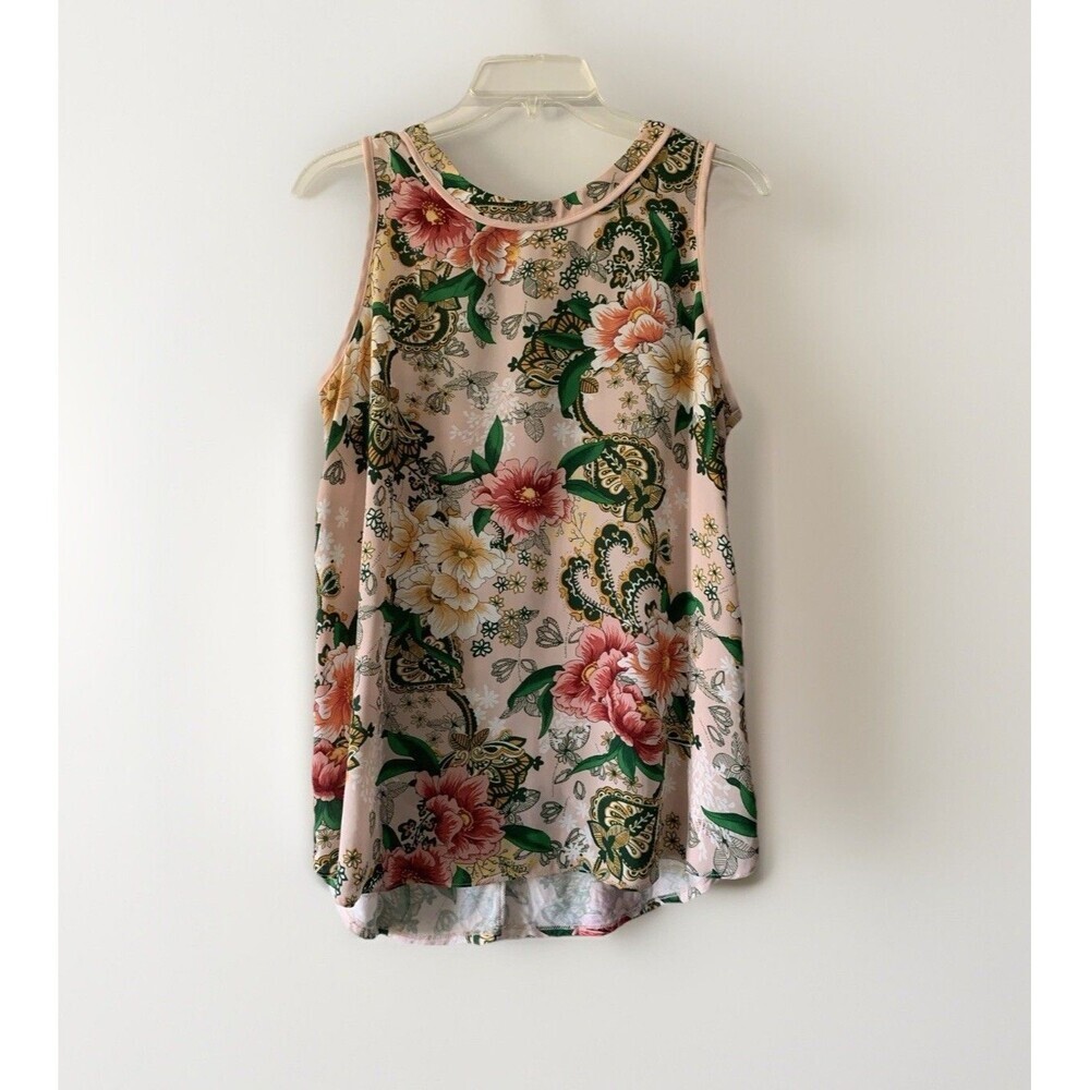 Carmen Marc Valvo Blossom Floral Print Multicolor Sleeveless Top Blouse Small - Picture 1 of 5